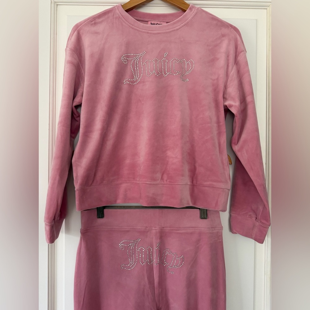 NEW Juicy Couture Classic Mid-Rise Velour Tracksuit Set - light pink sz S & XXL